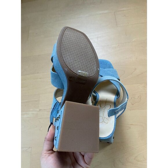 JESSICA Simpson BNWOT "Nellenie" Block Heel Blue Jean Women New Studded - Picture 7 of 7